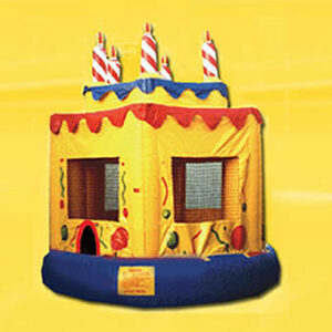 Birthday cake moon bounce