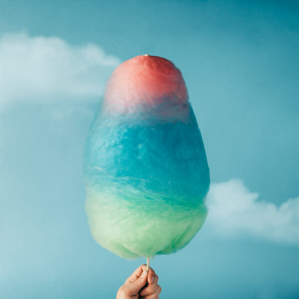 Rainbow colored cotton candy